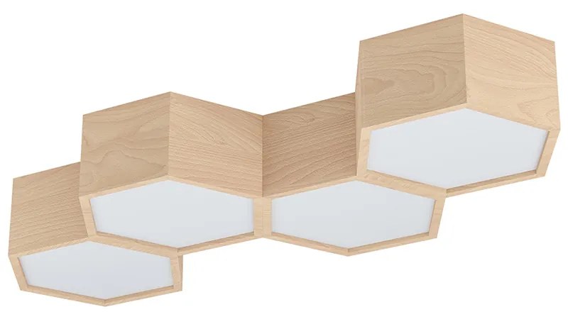 Plafoniera Industrial Mirlas 4 Luci Legno Marrone