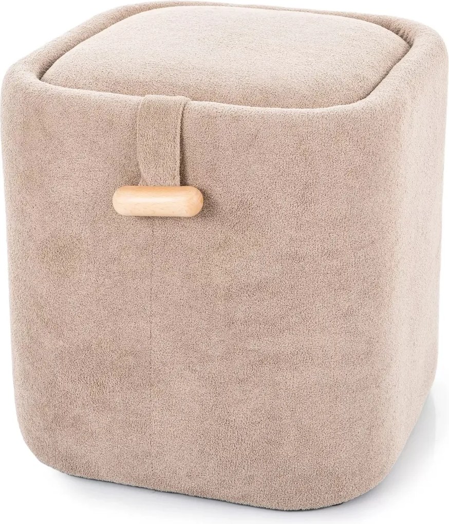 Pouf Nap con contenitore in tessuto beige scuro – 37x37x42 cm