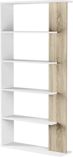 Libreria legno moderna 5 ripiani altezza 180 cm bianco e rovere Alida