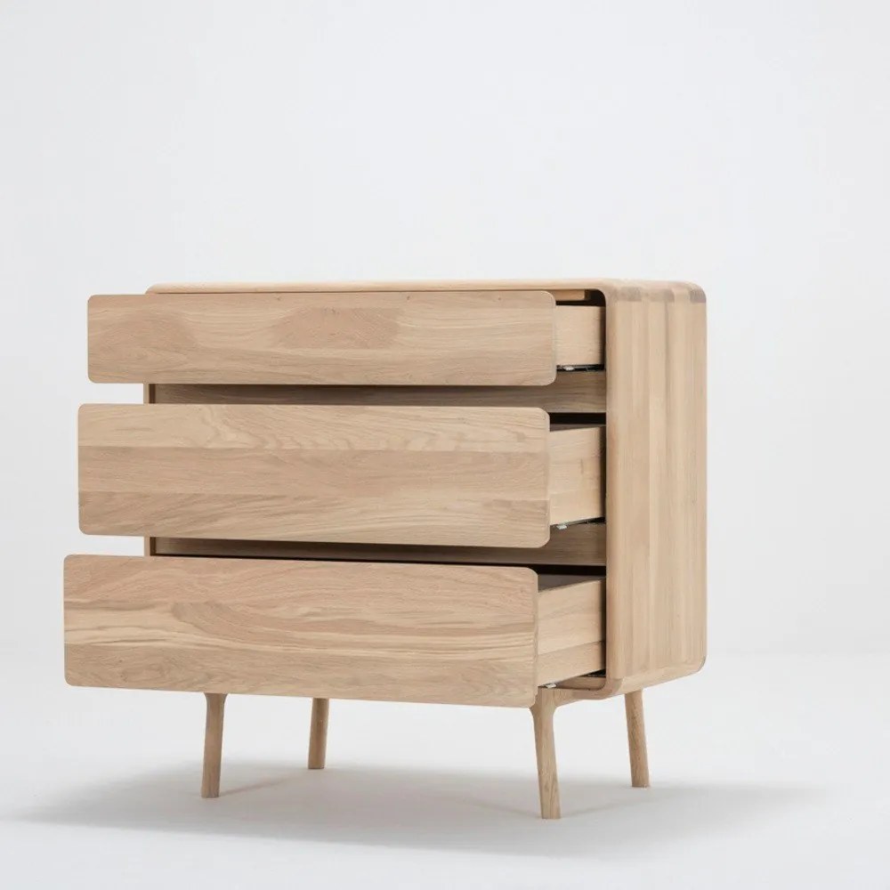 Cassettiera in rovere massiccio con 3 cassetti Fawn - Gazzda