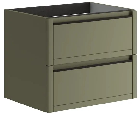 Mobile da bagno sospeso sotto lavabo L 59.5 x H 50 x P 45.5 cm verde salvia opaco, 2 cassetti TRATTO