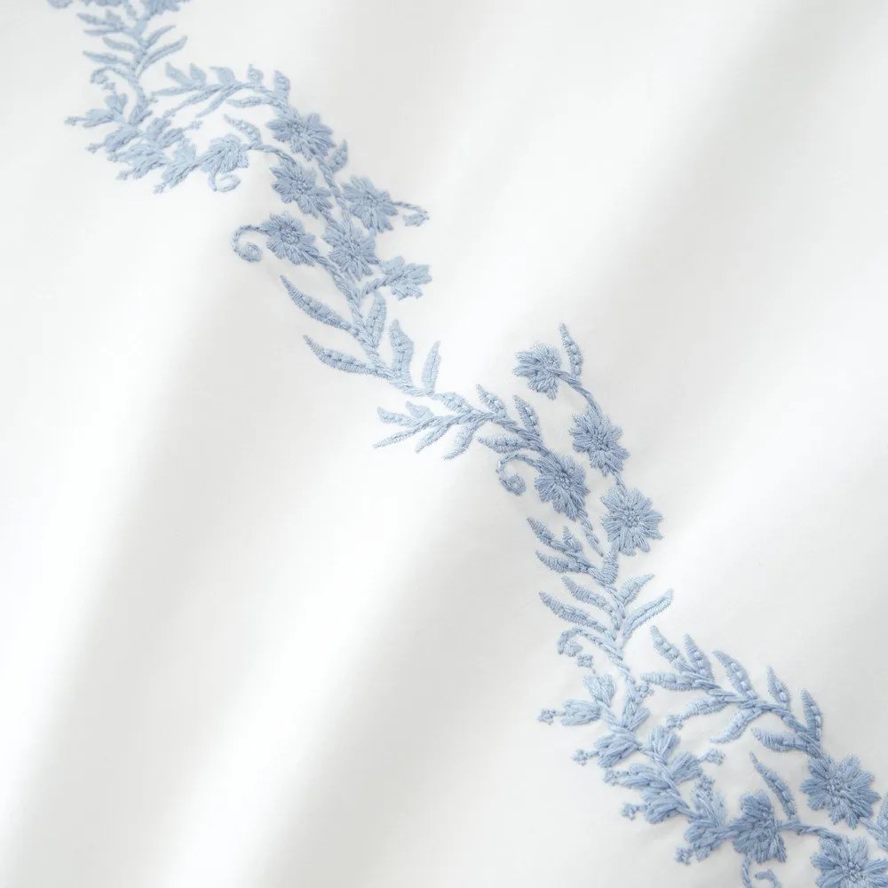Set copripiumino e federa bianco in percalle di cotone per letto matrimoniale 3 pezzi 200x200 cm Camille Embroidered Floral – Bianca