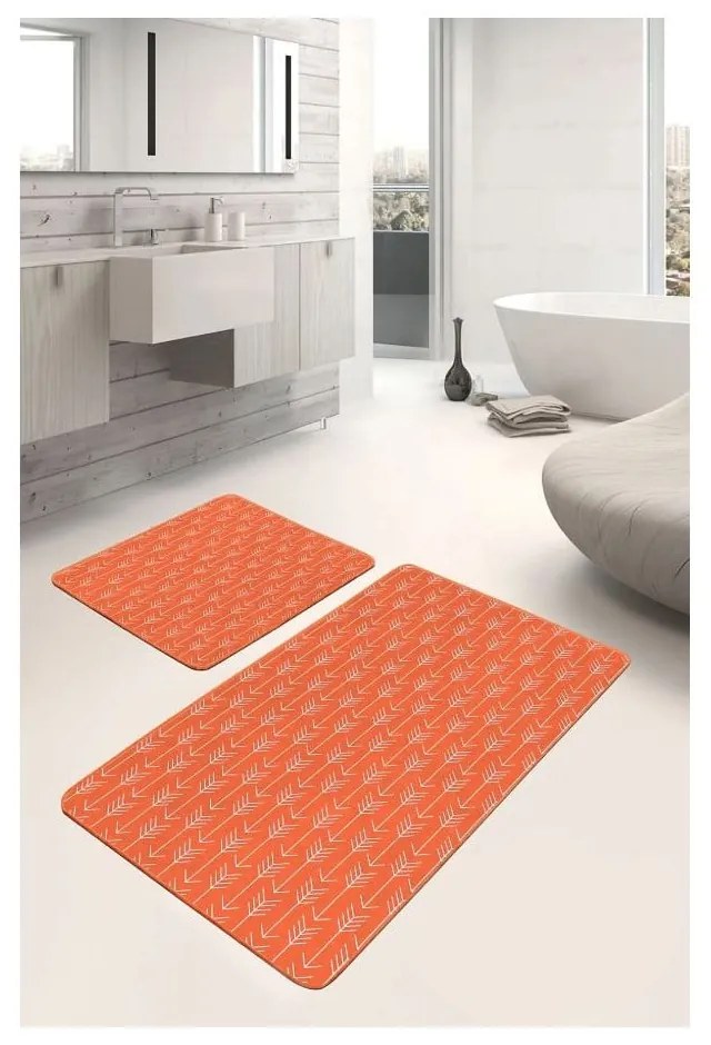 Set di tappetini per il bagno color terracotta in velluto 2 pz 60x100 cm – Mila Home