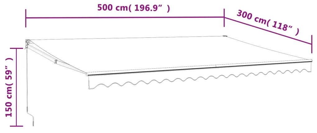 Tenda da Sole Retrattile Blu e Bianca 5x3 m Tessuto e Alluminio