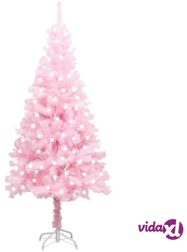 vidaXL Albero di Natale Preilluminato con Supporto Rosa 120 cm PVC