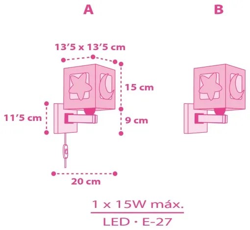 Dalber 63239S - Applique per bambini MOONLIGHT 1xE27/15W/230V rosa