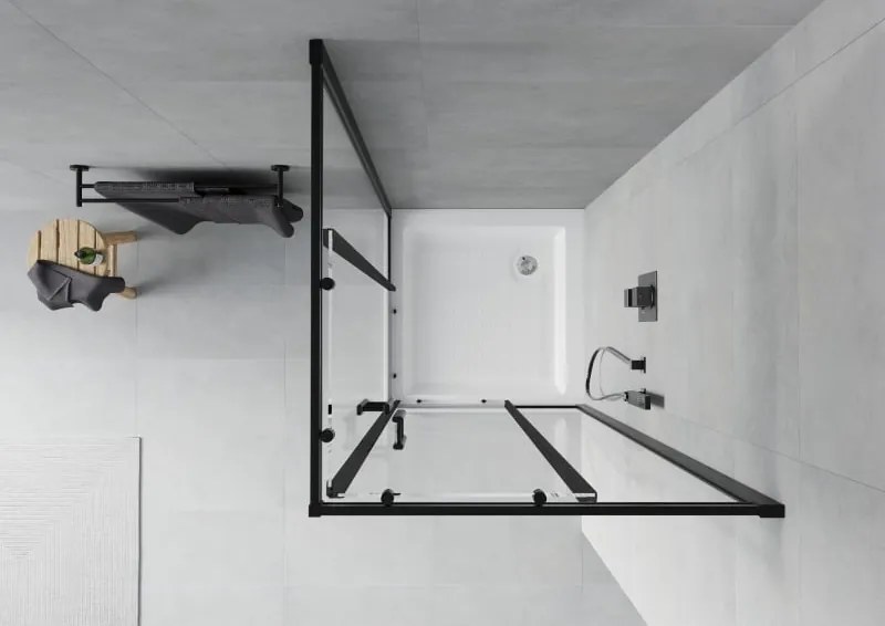 Mexen Rio cabina doccia quadrata 80 x 80 cm, trasparente, nero + piatto doccia Rio, bianco - 860-080-080-70-00-4510