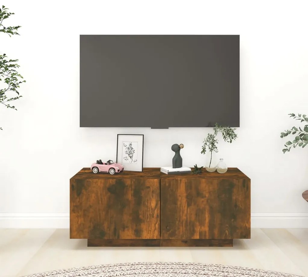 Mobile TV Rovere Fumo 100x35x40 cm in Legno Multistrato