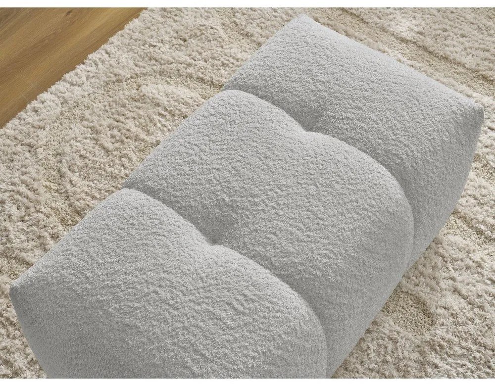 Poggiapiedi grigio chiaro con rivestimento in bouclé Roxelane – Bobochic Paris