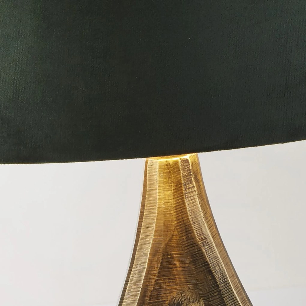 Lampada Da Scrivania Contemporanea Bucklow Ottone Tessuto Verde 1 Luce E27