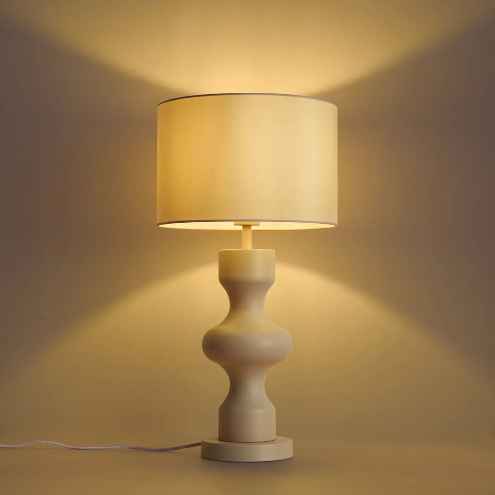 Lampada da tavolo retrò beige con paralume in tessuto - Captain