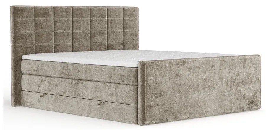 Letto boxspring marrone chiaro con contenitore 140x200 cm Ava – Maison de Rêve
