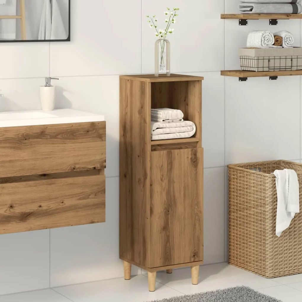 Armadietto Da Bagno Rovere Artigianale 30x30x100 Cm Truciolato /