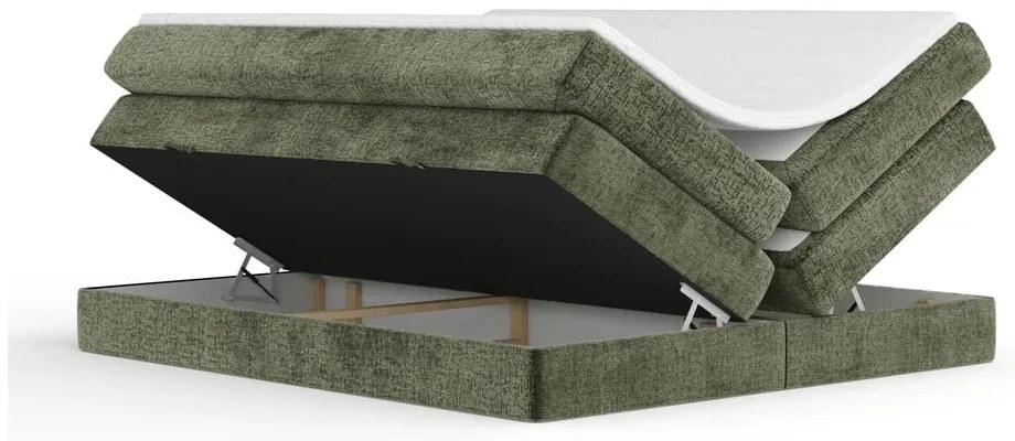 Letto boxspring verde scuro con contenitore/senza testiera 140x200 cm Juniper – Maison de Rêve