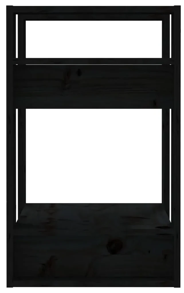 Libreria/divisorio nero 41x35x57 cm in legno massello di pino