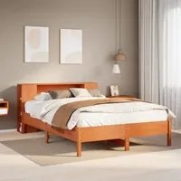 Letto Libreria senza Materasso Marrone Cera 150x200 cm in Pino 3322830