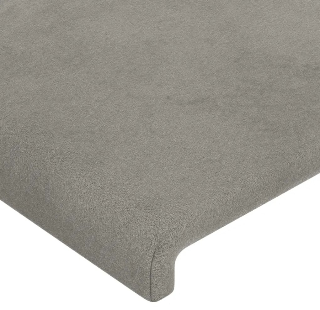 Testiera ad orecchio grigio chiaro 203x23x118/128 cm in velluto