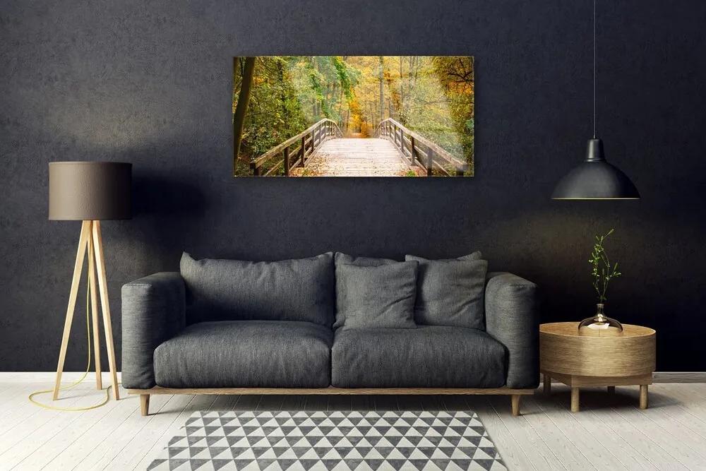 Quadro acrilico Architettura del ponte della foresta 100x50 cm