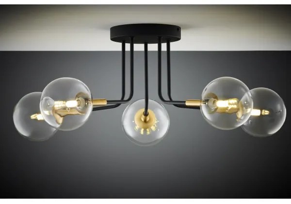 Jupiter 2040 - Lampadario a sospensione con supporto rigido BURANO 5xG9/10W/230V nero/oro/limpido