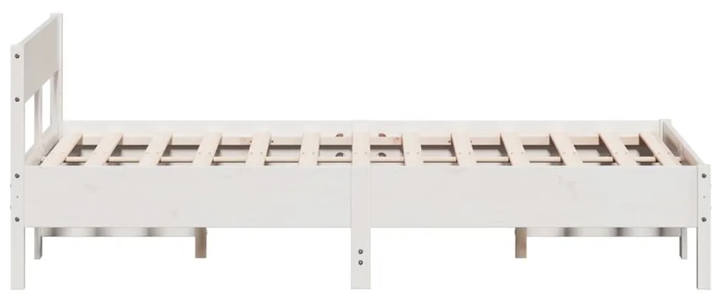 Giroletto con testiera bianco 140x190 cm in legno massello pino
