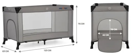 KINDERKRAFT - Culla da viaggio Baby Tiger VIKI grigio