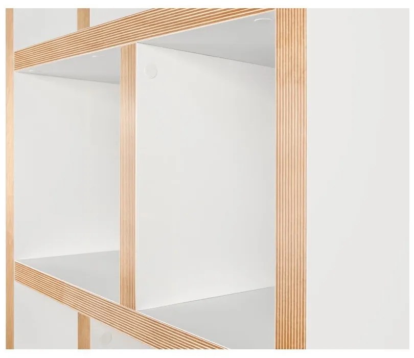 Libreria bianca con bordo in legno 70x198 cm Berlin - TemaHome