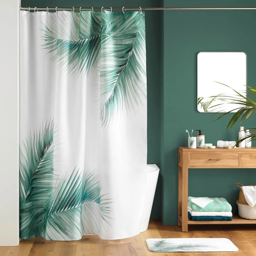 Tappetino per il bagno bianco e verde per WC 45x45 cm Havane – douceur d'intérieur