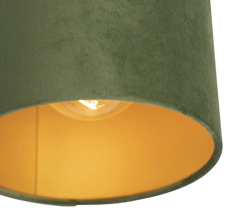 Plafoniera con paralume in velluto verde con oro 20 cm - Combi Black