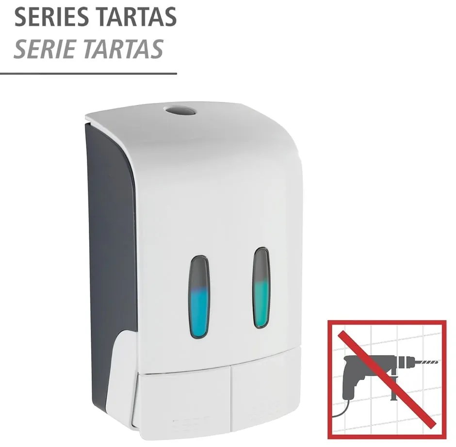 Dispenser di sapone in plastica bianco da parete 0,96 l Tartas - Wenko