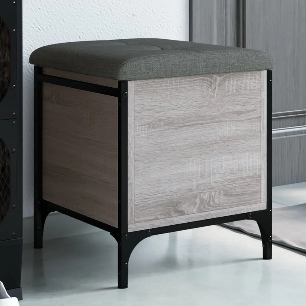 Panca Portaoggetti Grigio Sonoma 42x42x45 Cm Legno Multistrato /