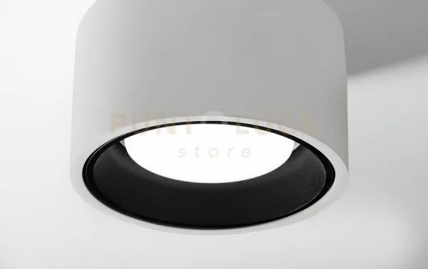 Nasso lampada da soffitto 1 luce tonda in gesso e alluminio nero d....
