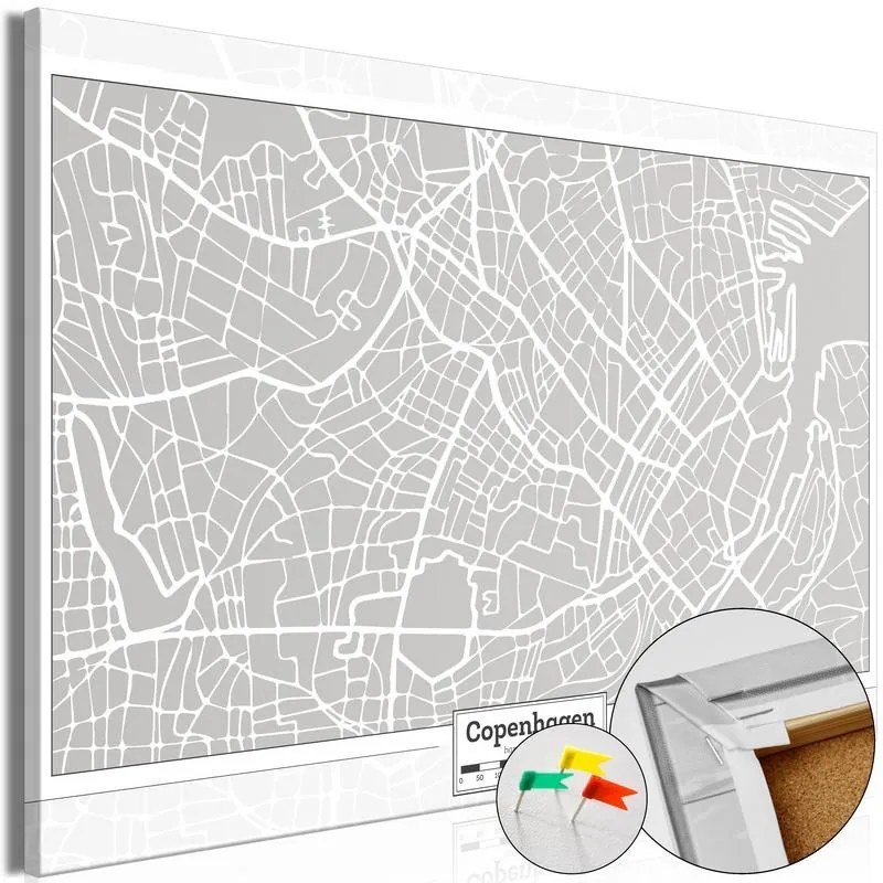 Quadri di sughero  Capital of Denmark [Cork Map]  Larghezza x Altezza Home decor 60x40