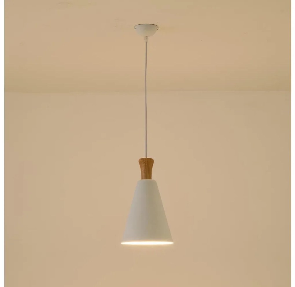 Lampadario a sospensione con filo 1xE27/15W/230V bianco diametro 20 cm