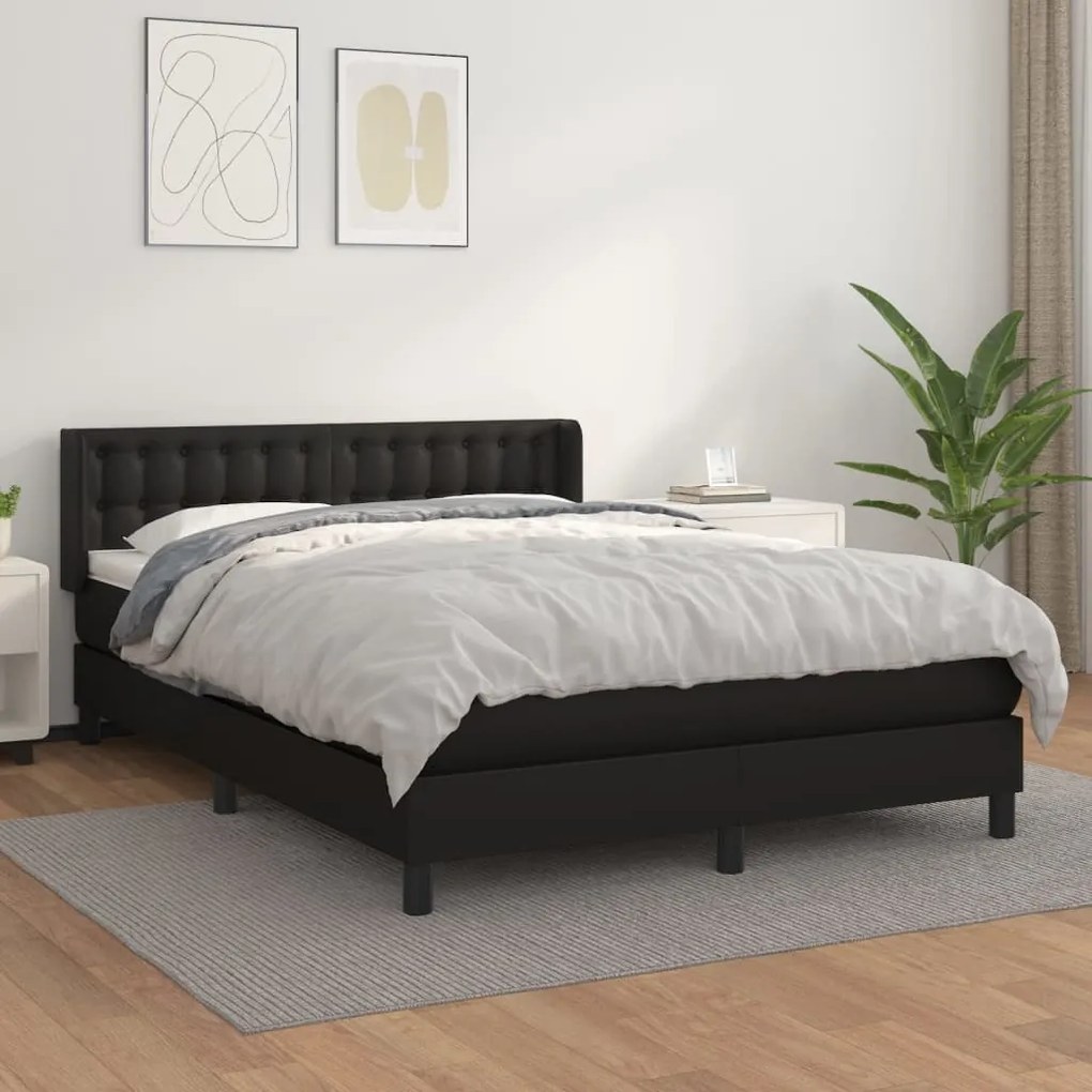 Giroletto A Molle Con Materasso Nero 140x190 Cm İn Similpelle /