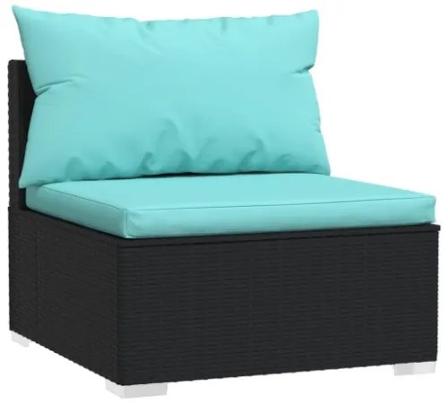 Set Divani da Giardino 11 pz con Cuscini in Polyrattan Nero