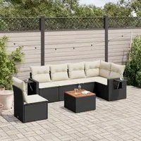 Set Divani da Giardino con Cuscini 7pz Nero Polyrattan 3224586