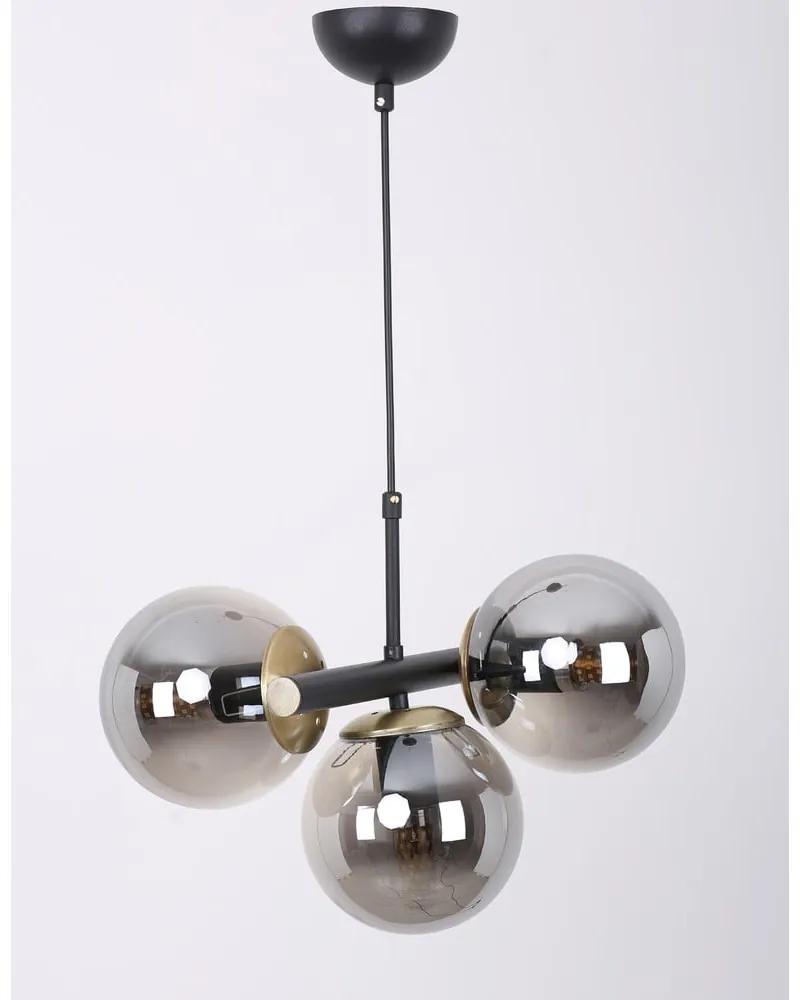 Lampada a sospensione grigio-nera con paralume in vetro ø 15 cm Cascade - Squid Lighting