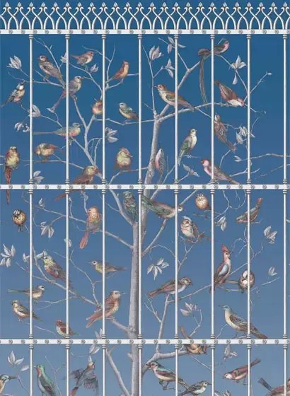 Fornasetti Tapete Uccelli von Cole and Son - Cerulean Sky