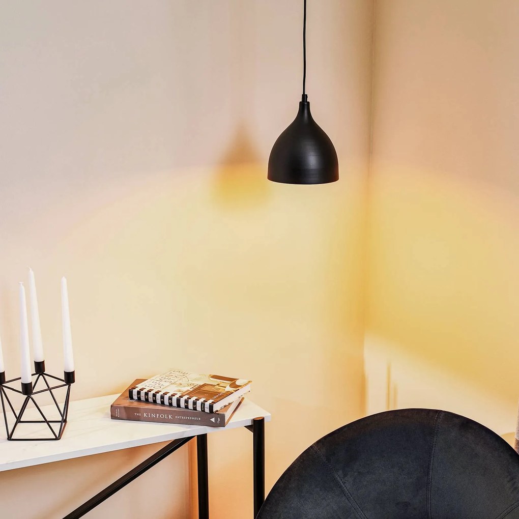 Luminex Lampada a sospensione Nanu in metallo nero 1 luce