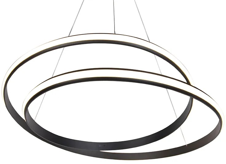 Lampada a sospensione moderna nera 74 cm con LED - Rowan