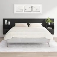 Testiera per Letto con Comodini in Legno Multistrato Nero 3115717