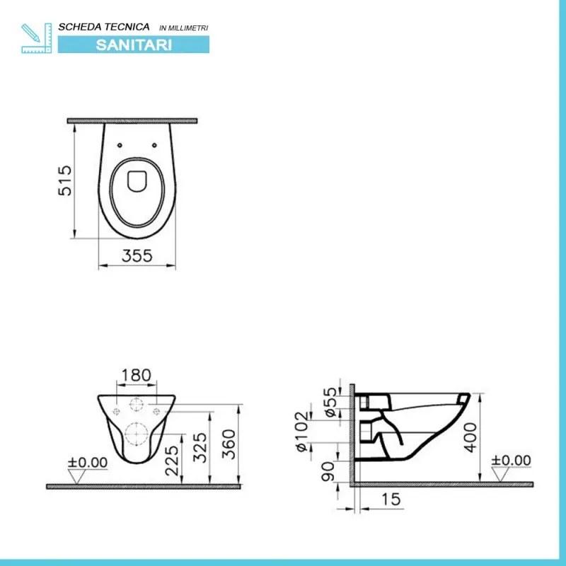 Wc sospeso con brida in ceramica bianco lucido   Domus