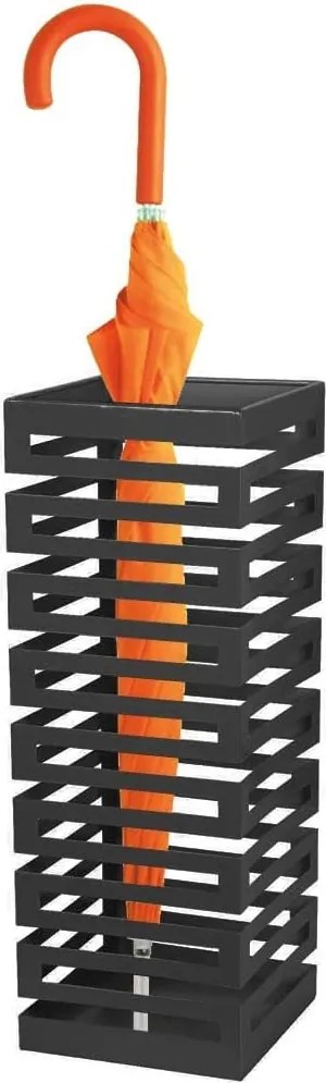 Portaombrelli in Metallo Design Moderno Porta Ombrelli Quadrato Stand Nero...