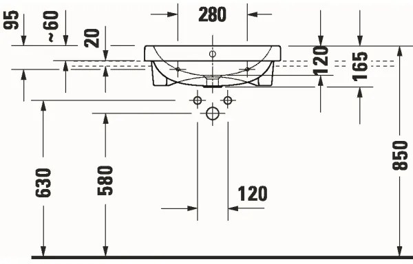 Duravit 24035500002 - Lavabo da incasso D-CODE 55x45,5 cm in ceramica, bianco lucido