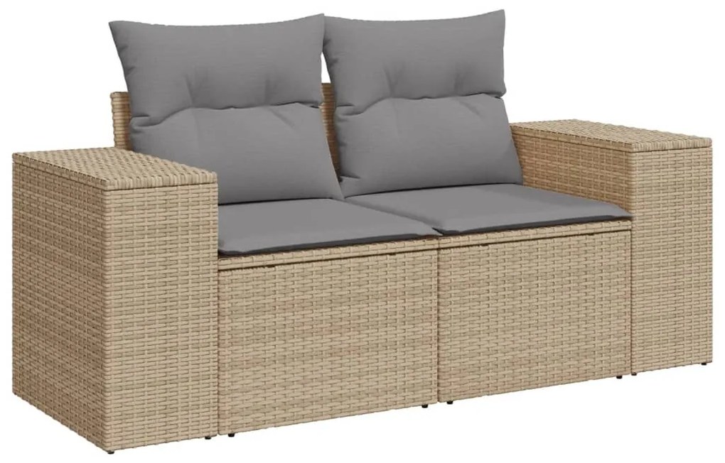 Set Divano da Giardino 5 pz con Cuscini Beige in Polyrattan