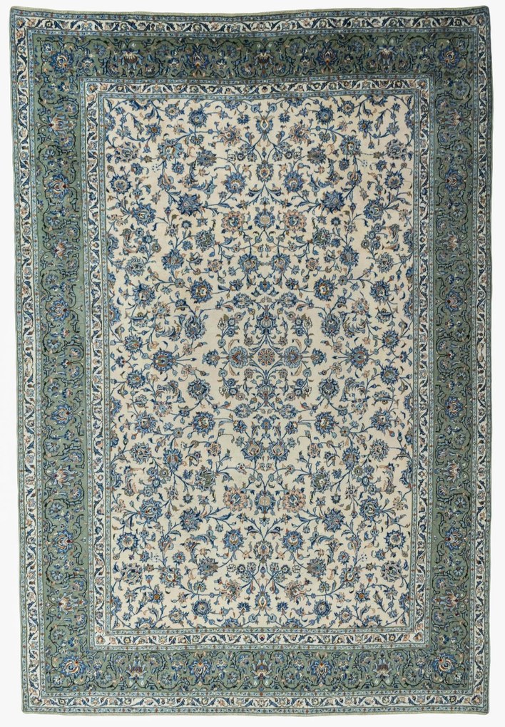 Kashan Tappeto 430 x 290 Beige (Iran) Annodato A Mano
