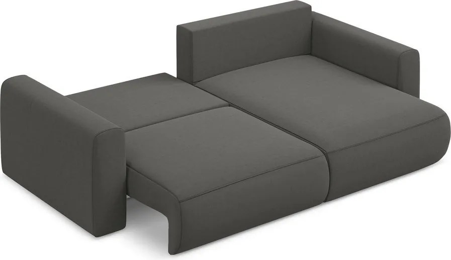 Divano angolare grigio scuro allungabile/con contenitore (con penisola a destra/con chaise lounge) con rivestimento in velluto Kapua – Makamii