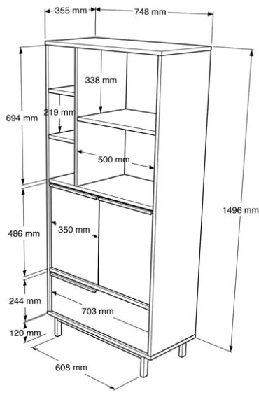 Mobile Multiuso Da Bagno Con Ante Frontali E Vani A Giorno 75x36x160 Legno Ocean