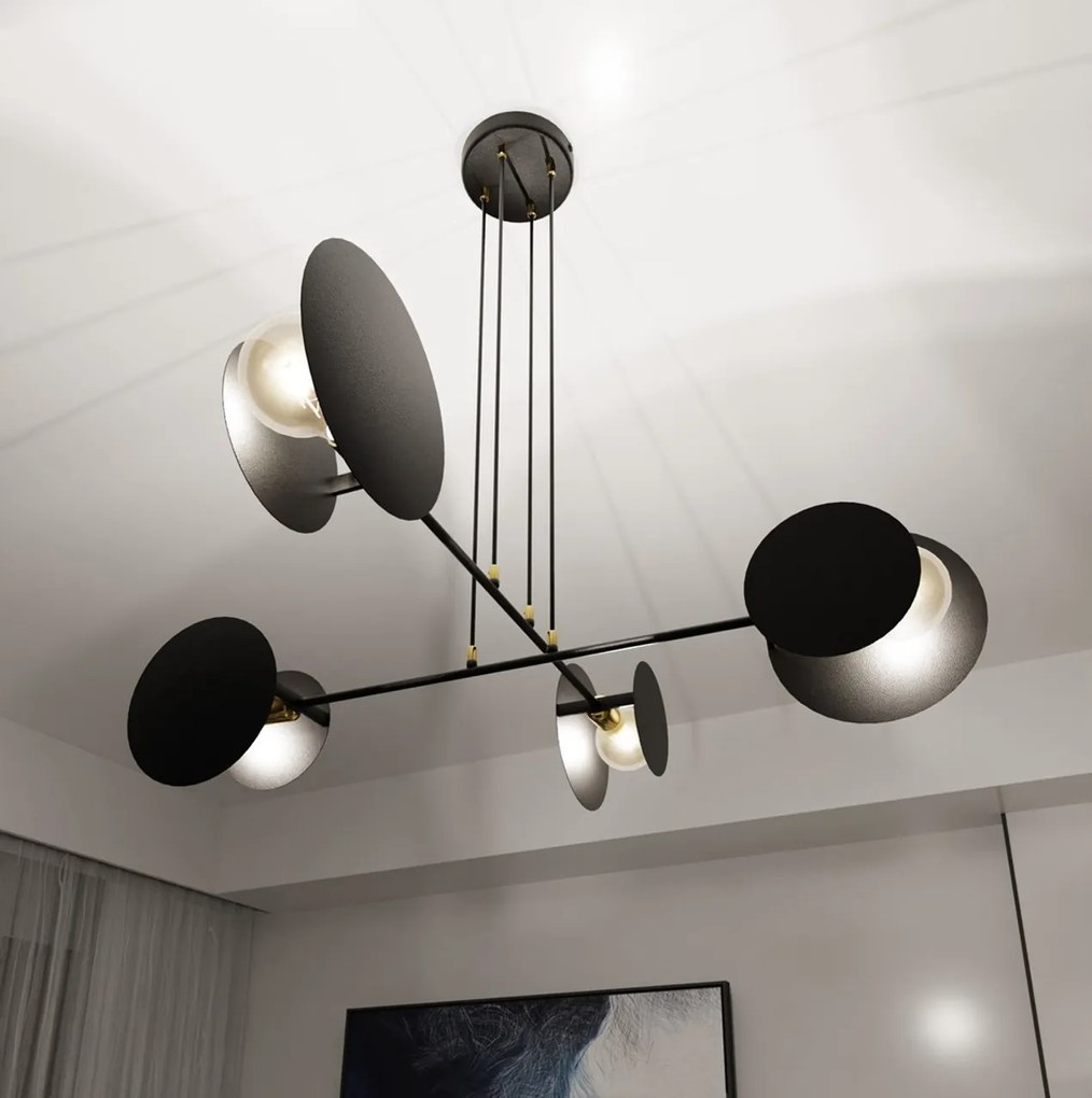 Lampadario a Sospensione in Acciaio IDEA 4 Nero/Bianco 4xE27