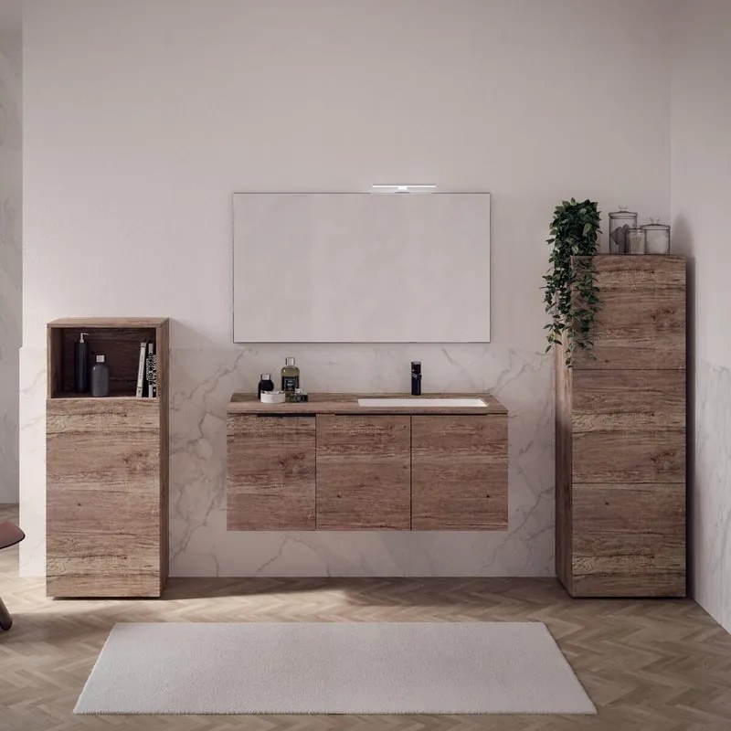 Mobile sottolavabo e lavabo Solid per vasca a destra rovere sable L 120 x H 83 x P 51 cm, 2 ante